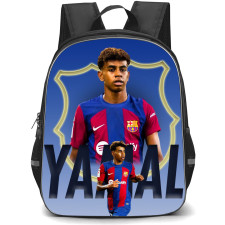 Lamine Yamal Backpack StudentPack - Lamine Yamal FCB Portrait On Blue Background