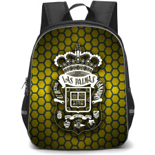 Las Palmas UD Backpack School Bag StudentPack - Las Palmas UD Logo On Honeycomb Pattern Background Football Club