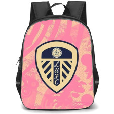 Leeds United Backpack StudentPack - Leeds United Team Logo On Pink Beige Art Background