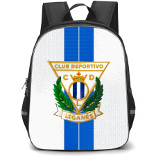 Leganes CD Backpack School Bag StudentPack - Leganes CD Logo Embroidery On Blue Stripe White Background Football Club