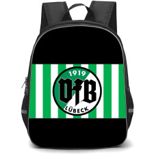 VfB Lubeck Football Club Backpack School Bag StudentPack - Logo In Green And White Stripe Background