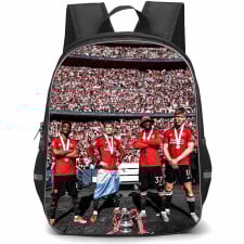 Manchester United F.C. School Backpack StudentPack - Man United Diallo Garnacho Mainoo & Hojlund With The FA Cup