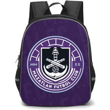 Mazatlan Futbol Club Backpack School Bag StudentPack - Mazatlan Futbol Club with Logo Texture Pattern Purple Effect