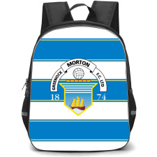 Greenock Morton Backpack School Bag StudentPack - Logo In Blue And White Stripe Background Football Club