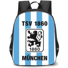 TSV 1860 Munich Backpack School Bag StudentPack - Logo In Blue And White Stripe Background Football Club