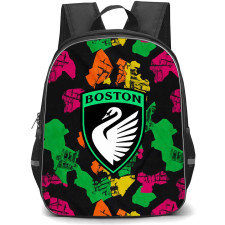NWSL Boston FC Backpack School Bag StudentPack - Boston Legacy FC Logo On Retro Pop Color Background