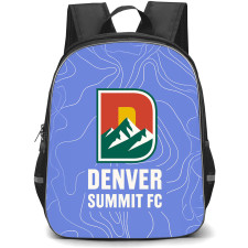 NWSL Denver Summit FC Backpack School Bag StudentPack - Denver Summit FC Logo On Topographic Background