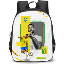 Neymar Jr Backpack School Bag StudentPack - Neymar Jr Jersey Number 10 Brazil National Team Creative Football Art Poster