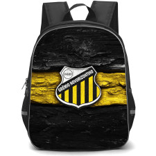 Gremio Novorizontino Backpack School Bag StudentPack - Gremio Novorizontino with Logo Wood Effect Yellow Background