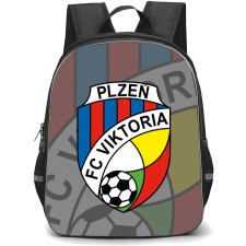 FC Viktoria Plzen Backpack School Bag StudentPack - Logo Overlay In Gray Background