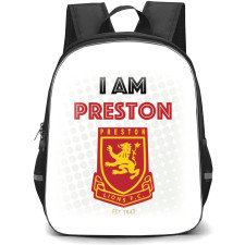 Preston Lions Football Club Backpack School Bag StudentPack - Logo In Dotted Pattern White Background