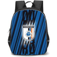 Queretaro Futbol Club Backpack School Bag StudentPack - Queretaro Futbol Club Logo with Diagonal Stripe Blue and Black Effect