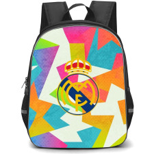 Real Madrid Backpack StudentPack - Real Madrid Logo On Colorful Abstract Polygon Background