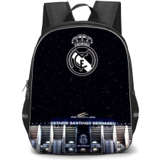 Real Madrid Backpack StudentPack - Real Madrid Logo On Estadio Santiago Front Face Background