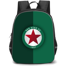 Red Star FC Backpack School Bag StudentPack - Logo Dark And Light Green Background Football Club