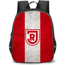 SSV Jahn Regensburg Backpack School Bag StudentPack - Logo In White And Red Grunge Background Football Club