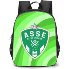 AS Saint Etienne Backpack School Bag StudentPack - Logo In Green Abstract Background Football Club