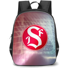 Sandvikens IF Backpack School Bag StudentPack - Sandvikens IF Logo On Blur Goal Post Background Football Club
