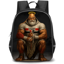 Sao Paulo Futebol Clube Backpack School Bag StudentPack - Sao Paulo Futebol Clube with Logo Mythic Warrior Dark Background