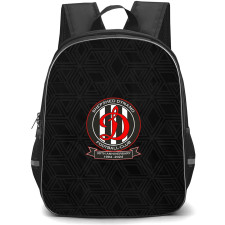 Shepshed Dynamo Football Club Backpack School Bag StudentPack - Shepshed Dynamo Football Club Logo with Geometric Pattern Black Effect