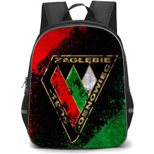 Zaglebie Sosnowiec Backpack School Bag StudentPack - Logo In Black Red And Green Grunge Background