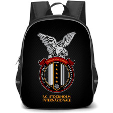 FC Stockholm Internazionale Backpack School Bag StudentPack - FC Stockholm Internazionale Logo On Black Background Football Club