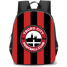 National League Truro City Backpack School Bag StudentPack - Large Logo In Red And Black Stripe Background