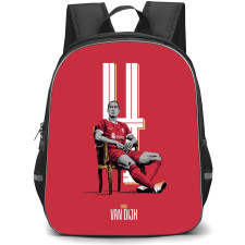 Van Dijk Backpack StudentPack - Van Dijk 4 Liverpool F.C. Sitting On A Chair Illustration Art On Red Background