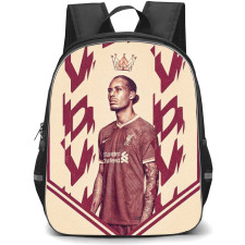 Van Dijk Backpack StudentPack - Van Dijk Liverpool F.C. Defend The Crown Retro Poster