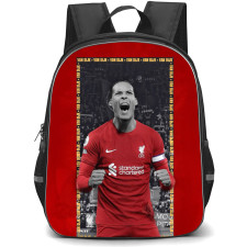 Van Dijk Backpack StudentPack - Van Dijk Liverpool F.C. Shouting Grayscale Poster On Red Background