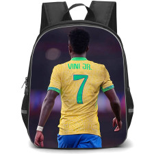 Vinicius Junior Backpack School Bag StudentPack - Vinicius Junior Jersey Number 7 Brazil National Football Team Back View Poster