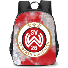 SV Wehen Wiesbaden Backpack School Bag StudentPack - Logo In Red Smoke Background Football Club
