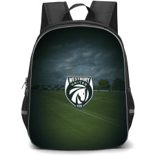 Westbury United Football Club Backpack School Bag StudentPack - Westbury United Football Club Stadium with Logo Gradient Background