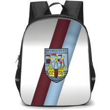 Weymouth Football Club Backpack School Bag StudentPack - Weymouth Football Club with Logo Diagonal Dual Stripe Red Blue Effect