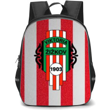 FK Viktoria Zizkov Backpack School Bag StudentPack - Logo In Red And Gray Stripe Background