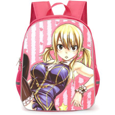 Fairy Tail Lucy Heartfilia Backpack StudentPack - Lucy Heartfilia Pink Stripes Background
