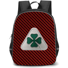Alfa Romeo Giulia Quadrifoglio Backpack School Bag StudentPack - Alfa Romeo Giulia Quadrifoglio Logo On Red Carbon Fiber Background