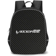 Aston Martin Valkyrie Backpack School Bag StudentPack - Aston Martin Valkyrie Logo On Silver Gray Carbon Fiber Background
