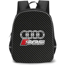 Audi SQ5 Backpack School Bag StudentPack - Audi SQ5 Logo On Traditional Black Charcoal Carbon Fiber Background