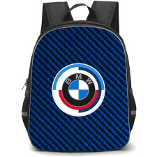 BMW M Series Backpack School Bag StudentPack - BMW M Series Logo On Blue Carbon Fiber Background