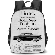 1955 Buick Backpack School Bag StudentPack - 1955 Buick Auto Show Black And White Poster