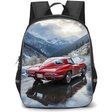 1963 Chevrolet Corvette StingRay Backpack School Bag StudentPack - 1963 Chevrolet Corvette StingRay Split Window Red Car On Mountain Background