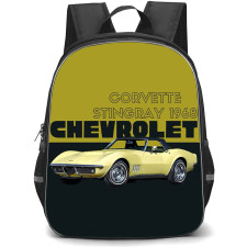 1967 Chevrolet Corvette StingRay Backpack School Bag StudentPack - 1967 Chevrolet Corvette StingRay On Gray Background