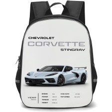 1967 Chevrolet Corvette StingRay Backpack School Bag StudentPack - 1967 Chevrolet Corvette StingRay Red And Yellow Illustration Art Poster
