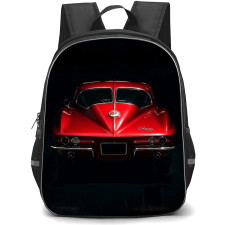Chevrolet Corvette StingRay Backpack School Bag StudentPack - Chevrolet Corvette StingRay Red Rear View On Dark Background