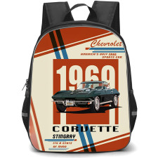 Chevrolet Corvette StingRay Backpack School Bag StudentPack - Chevrolet Corvette StingRay Vintage Illustration Art Poster