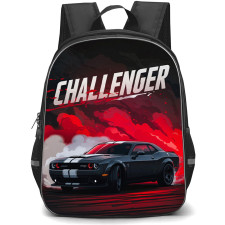 Dodge Challenger Backpack School Bag StudentPack - Dodge Challenger Red Background Illustration Art