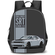 Dodge Challenger SRT Demon 170 Backpack School Bag StudentPack - Dodge Challenger SRT Demon 170 Grey Illustration Art Poster