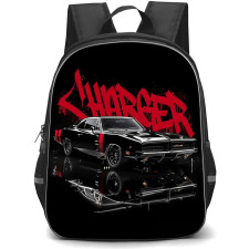 Dodge Charger Backpack School Bag StudentPack - Dodge Charger Classic On Red Graffiti Black Background