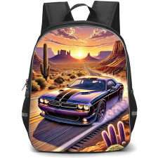 Dodge Charger Backpack School Bag StudentPack - Dodge Charger Digital Illustration Sunset Background